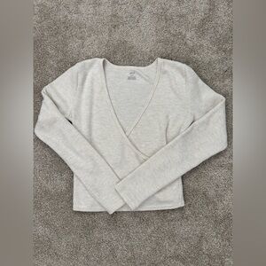 Aerie Long Sleeve Wrap Top Waffle Knit